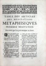 Meditations-Les-metaphysiques-de-Rene-Des-Cartes-touchant-la-premiere-philosophie.-Dedies-a-messieurs-de-Sorbone.-Nouvellement-divisees-par-articles-avec-des-Sommaires-a-coste-et-avec-des-Renvois-des-Articles-aux-Objections-et-des-Objections-aux-Responses-pour-en-faciliter-la-lecture-et-lrsquointelligence.-Par-Rene-Fede.-Troisieme-edition-revue-et-corrigee