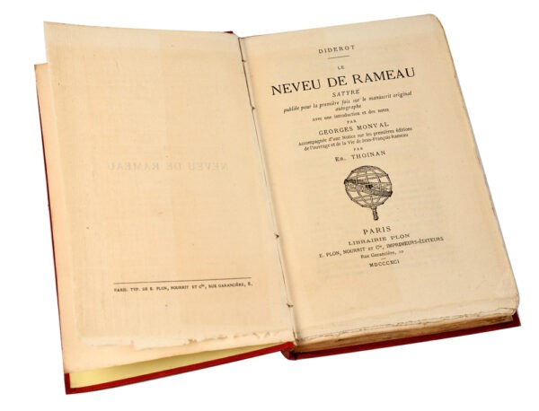 Le-Neveu-de-Rameau-.-Satyre-publiee-pour-la-premiere-fois-sur-le-manuscrit-original-autographe.-Avec-une-introduction-et-des-notes-par-Georges-Monval.-Accompagnes-dune-Notice-sur-les-premieres-editions-de-louvrage-et-de-la-Vie-de-Jean-Francois-Rameau-par-Fr.-Thoinan Le-Neveu-de-Rameau-.-Satyre-publiee-pour-la-premiere-fois-sur-le-manuscrit-original-autographe.-Avec-une-introduction-et-des-notes-par-Georges-Monval.-Accompagnes-dune-Notice-sur-les-premieres-editions-de-louvrage-et-de-la-Vie-de-Jean-Francois-Rameau-par-Fr.-Thoinan
