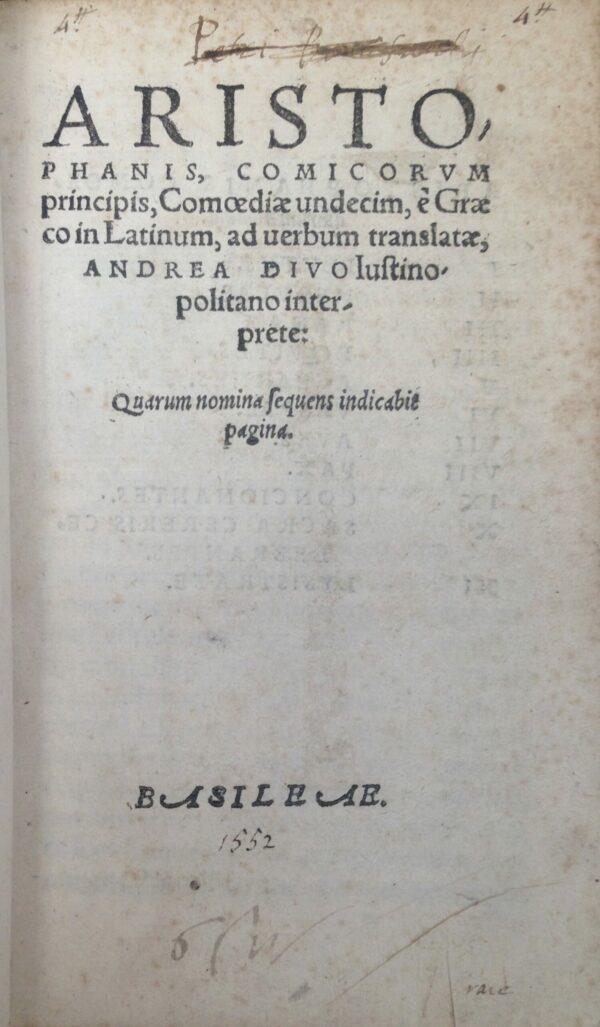 Aristophanis-comicorum-principis-Comoediae-un-decim-e-graeco-in-latinum-ad-verbum-translatae-Andrea-Divo-Justinopolitano-interprete