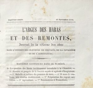Argus-Lrsquo-des-haras-et-des-remontes-journal-de-la-reforme-des-abus-dans-lrsquointeret-des-eleveurs-de-chevaux-de-la-cavalerie-et-de-lrsquoagriculture-sous-la-direction-de-X.-de-Nabat-ancien-officier-de-cavalerie-et-directeur-des-haras-royaux.-Tome-VII-septieme-annee.-Deuxieme-livraison-novembre-1848