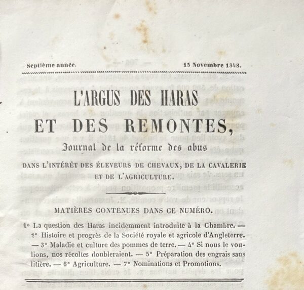 Argus-Lrsquo-des-haras-et-des-remontes-journal-de-la-reforme-des-abus-dans-lrsquointeret-des-eleveurs-de-chevaux-de-la-cavalerie-et-de-lrsquoagriculture-sous-la-direction-de-X.-de-Nabat-ancien-officier-de-cavalerie-et-directeur-des-haras-royaux.-Tome-VII-septieme-annee.-Deuxieme-livraison-novembre-1848 Argus-Lrsquo-des-haras-et-des-remontes-journal-de-la-reforme-des-abus-dans-lrsquointeret-des-eleveurs-de-chevaux-de-la-cavalerie-et-de-lrsquoagriculture-sous-la-direction-de-X.-de-Nabat-ancien-officier-de-cavalerie-et-directeur-des-haras-royaux.-Tome-VII-septieme-annee.-Deuxieme-livraison-novembre-1848